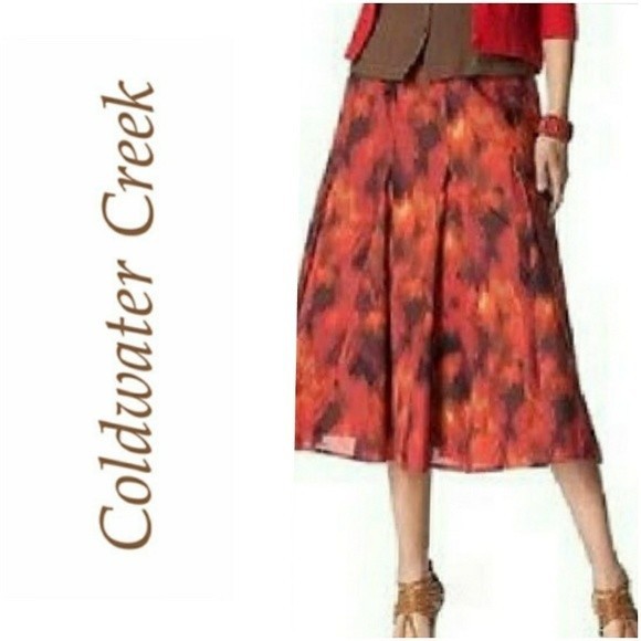 COLDWATER CREEK SKIRT ORANGE BURNT BROWN FIT FLARE XL PETITE WOMEN XL P NWT - Picture 1 of 4